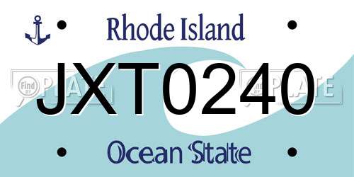 JXT0240 Rhode Island License Plate