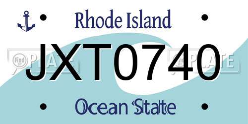 JXT0740 Rhode Island License Plate