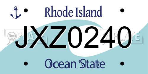 JXZ0240 Rhode Island License Plate