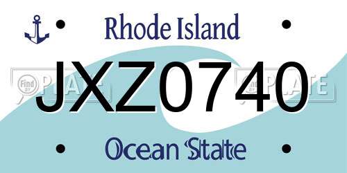 JXZ0740 Rhode Island License Plate