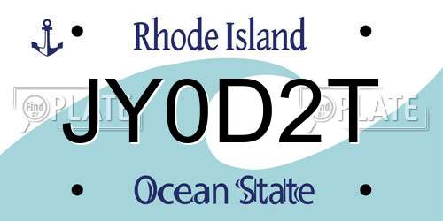 JY0D2T Rhode Island License Plate
