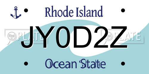 JY0D2Z Rhode Island License Plate