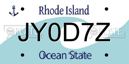 JY0D7Z Rhode Island License Plate