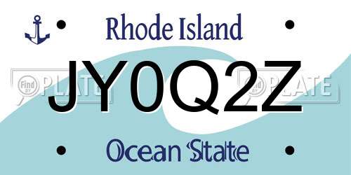 JY0Q2Z Rhode Island License Plate