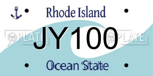 JY100 Rhode Island License Plate