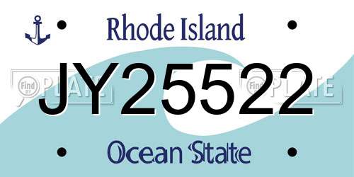 JY25522 Rhode Island License Plate