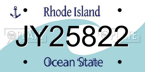 JY25822 Rhode Island License Plate
