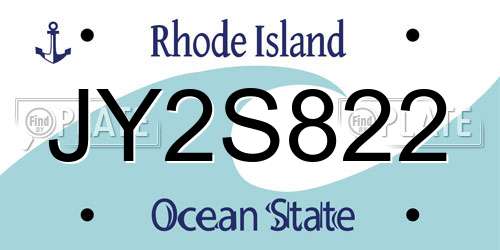 JY2S822 Rhode Island License Plate