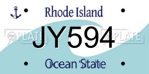 JY594 Rhode Island License Plate