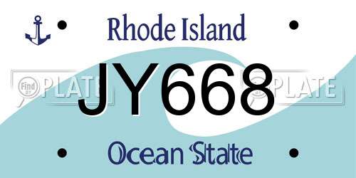 JY668 Rhode Island License Plate