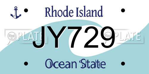 JY729 Rhode Island License Plate