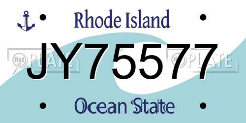 JY75577 Rhode Island License Plate