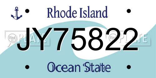 JY75822 Rhode Island License Plate