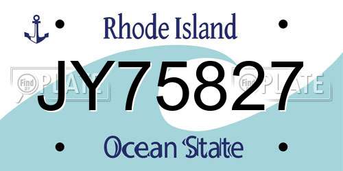 JY75827 Rhode Island License Plate