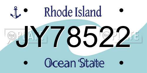 JY78522 Rhode Island License Plate