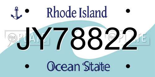 JY78822 Rhode Island License Plate