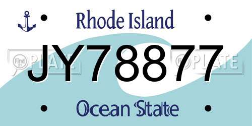 JY78877 Rhode Island License Plate