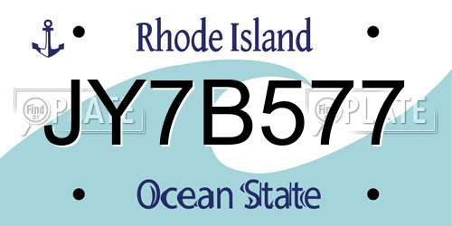 JY7B577 Rhode Island License Plate