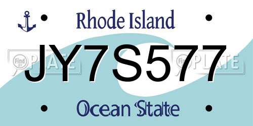 JY7S577 Rhode Island License Plate
