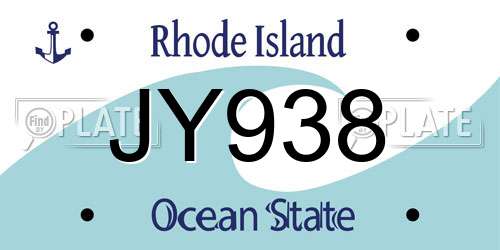 JY938 Rhode Island License Plate
