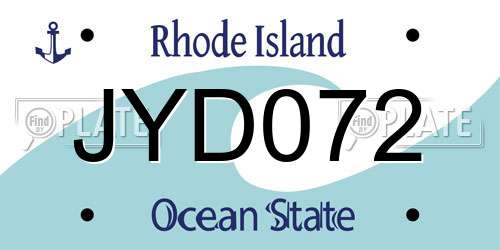 JYD072 Rhode Island License Plate