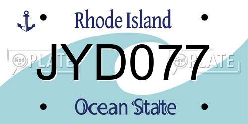 JYD077 Rhode Island License Plate