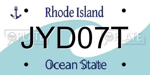 JYD07T Rhode Island License Plate