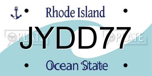 JYDD77 Rhode Island License Plate