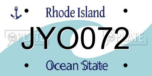 JYO072 Rhode Island License Plate