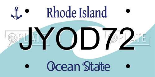 JYOD72 Rhode Island License Plate