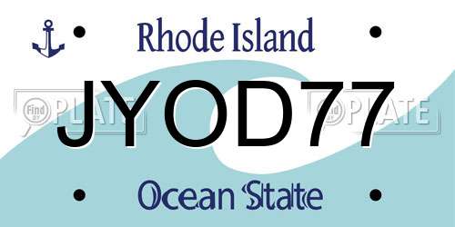 JYOD77 Rhode Island License Plate
