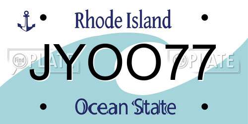 JYOO77 Rhode Island License Plate