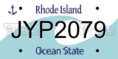 JYP2079 Rhode Island License Plate