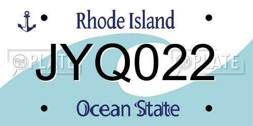 JYQ022 Rhode Island License Plate