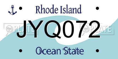 JYQ072 Rhode Island License Plate