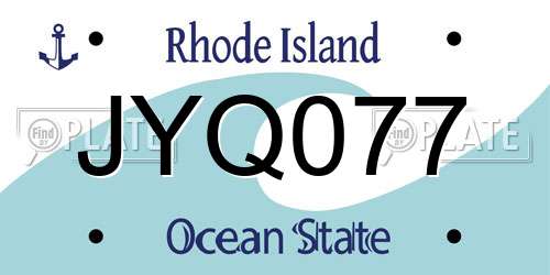 JYQ077 Rhode Island License Plate