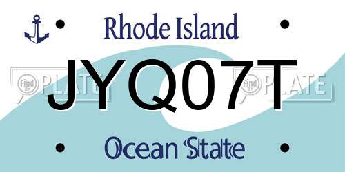 JYQ07T Rhode Island License Plate