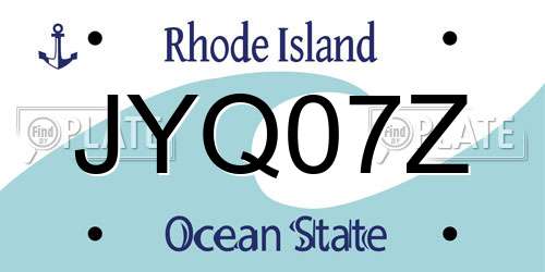 JYQ07Z Rhode Island License Plate