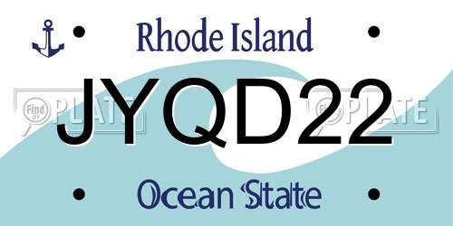 JYQD22 Rhode Island License Plate