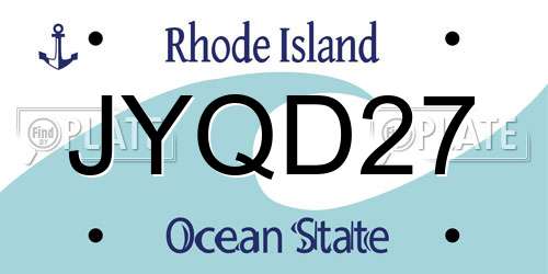 JYQD27 Rhode Island License Plate
