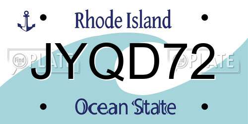 JYQD72 Rhode Island License Plate