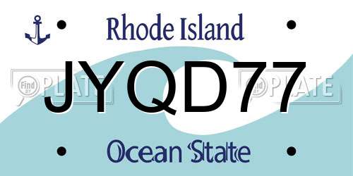 JYQD77 Rhode Island License Plate