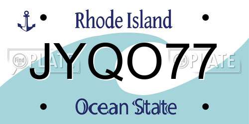 JYQO77 Rhode Island License Plate