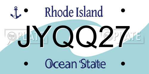 JYQQ27 Rhode Island License Plate