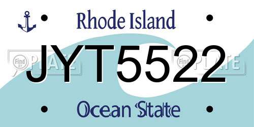 JYT5522 Rhode Island License Plate