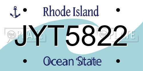 JYT5822 Rhode Island License Plate