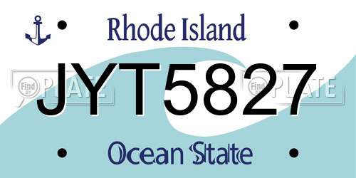 JYT5827 Rhode Island License Plate