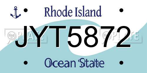 JYT5872 Rhode Island License Plate