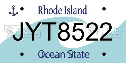 JYT8522 Rhode Island License Plate