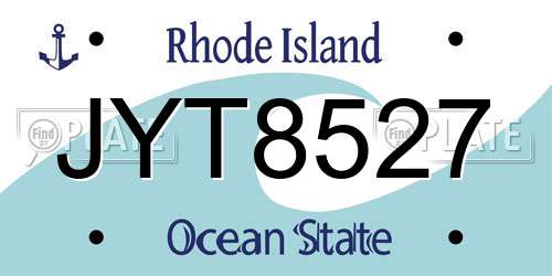 JYT8527 Rhode Island License Plate